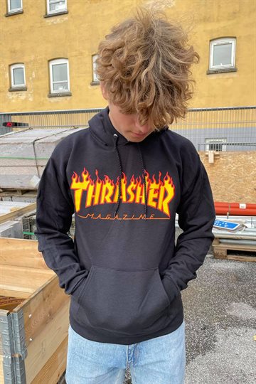 Thrasher Hoodie - Flame - Svart